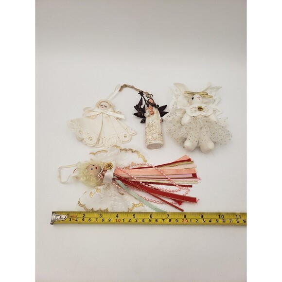 Lot Of 4 Angel Ornaments Christmas Ornaments Fabric & Resin Bunny Rabbit Sweet - Picture 6 of 6